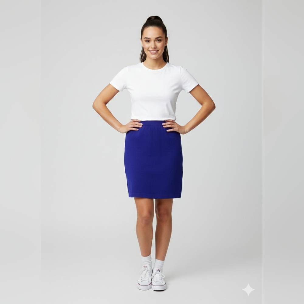 St John Evening By Marie Gray Purple/Blue Santana Knit Pencil Stretch Skirt  6